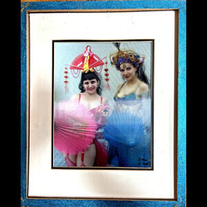 Vintage Robert Munn 3D Lenticular, Brunette Mermaids, Signed And Framed